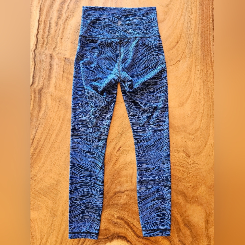 Lululemon High Times Pant Full-On Luxtreme Life Lines Cerulean Blue Black Size 2